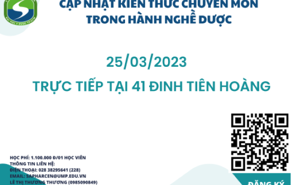Chiêu sinh Lớp Cập nhật kiến thức chuyên môn trong hành nghề dược tháng 03/2023