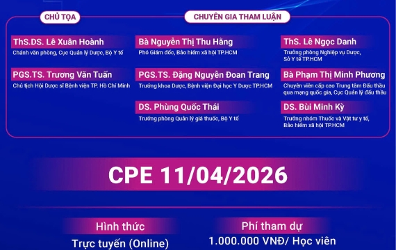 Thông báo chiêu sinh lớp Cập nhật kiến thức chuyên môn trong hành nghề dược tháng 04/2026